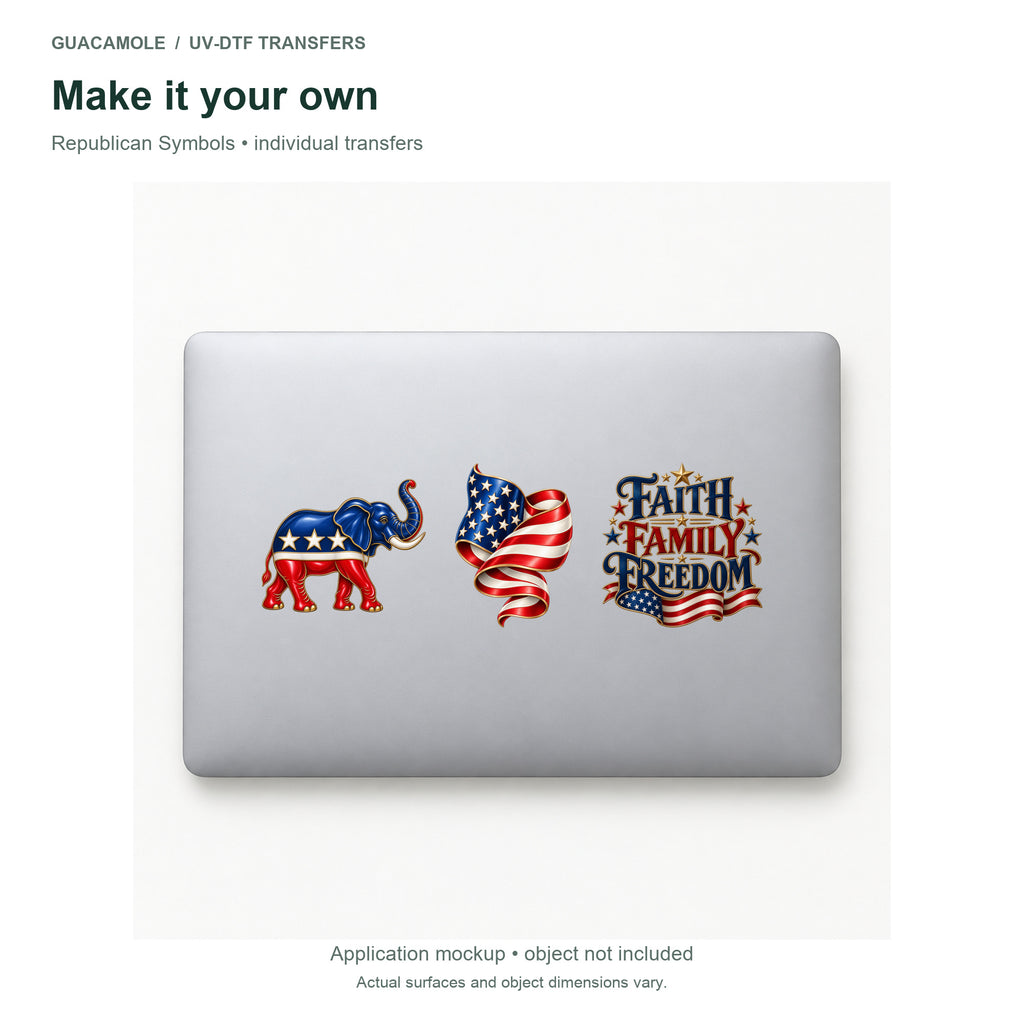 Republican Symbols — Three designs on a laptop