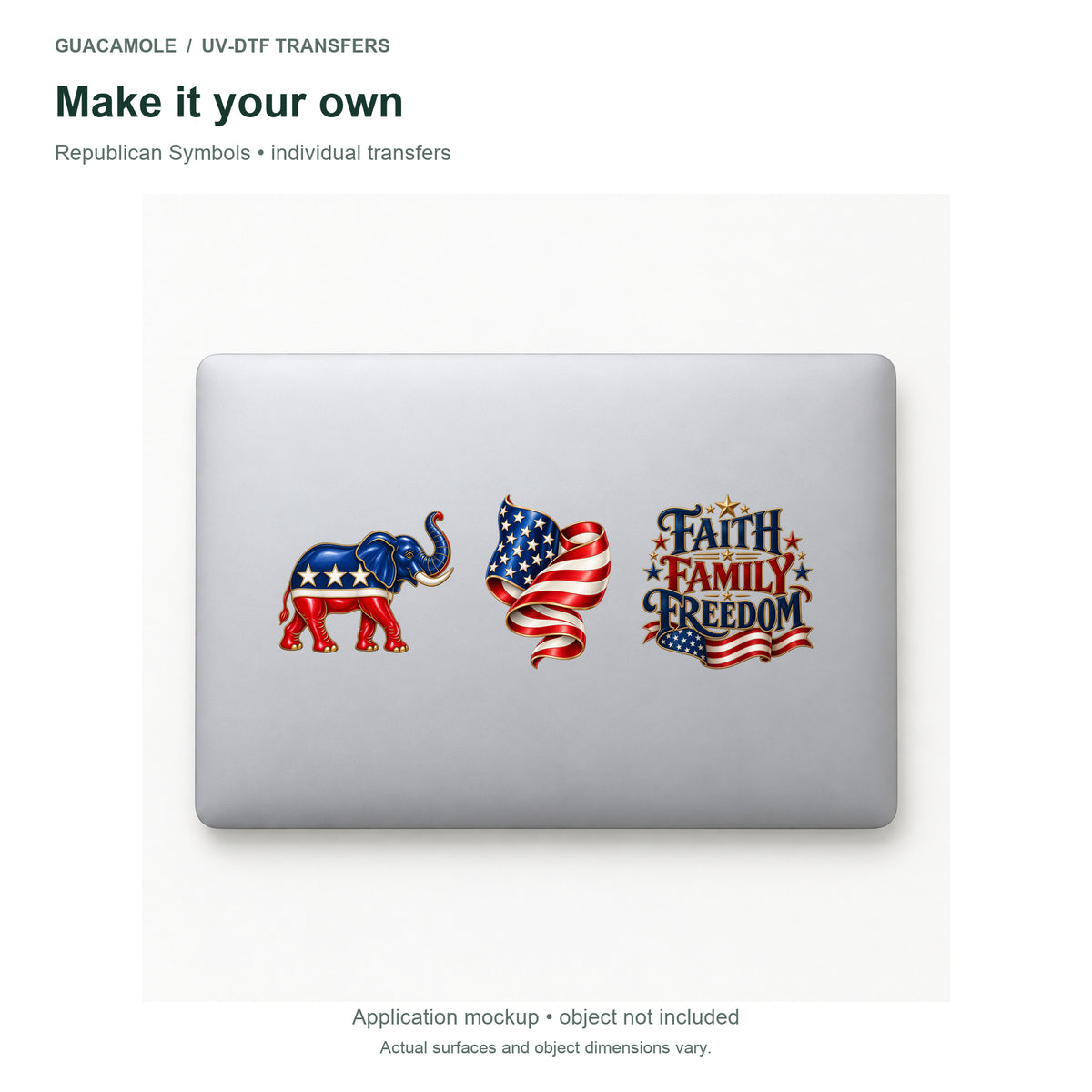 Republican Symbols — Three designs on a laptop