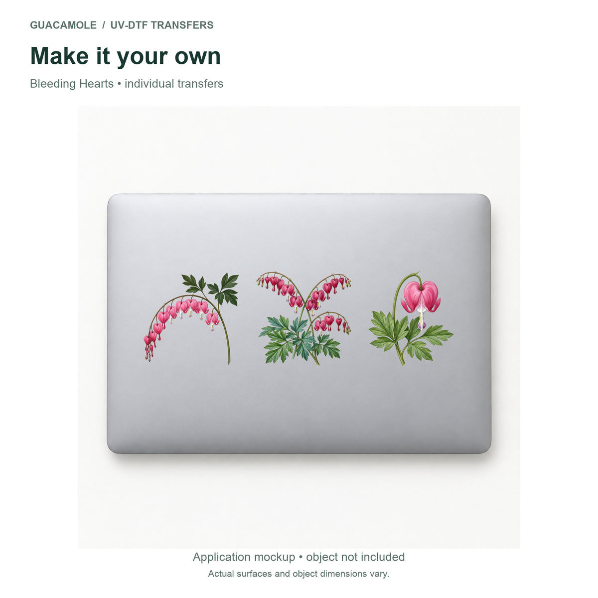 Bleeding Hearts — Three designs on a laptop