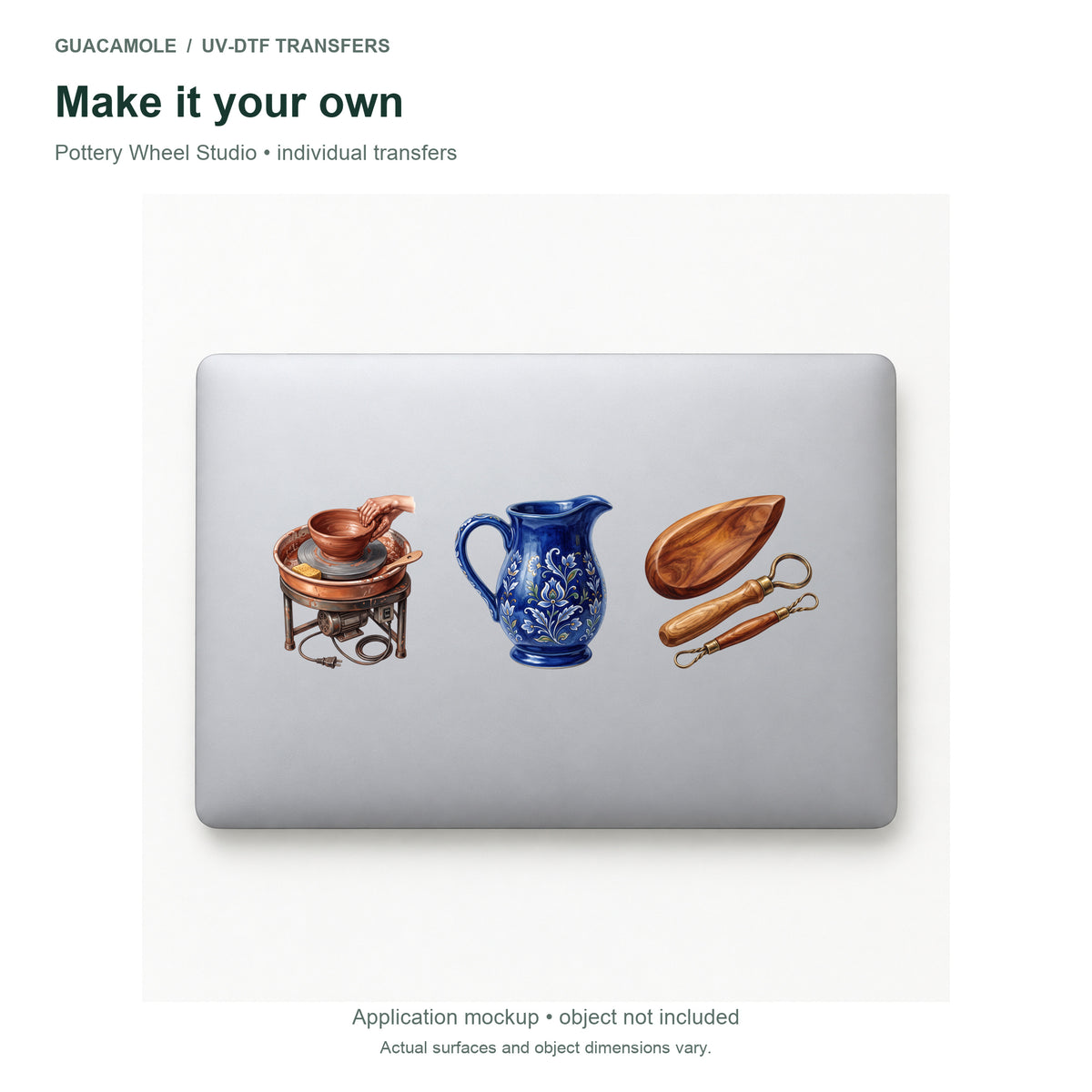 Pottery Wheel Studio — Three designs on a laptop
