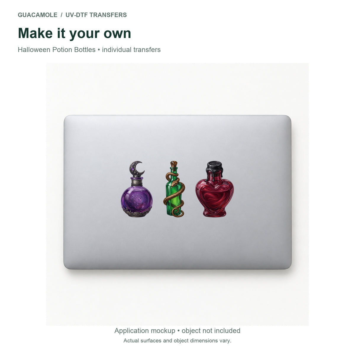 Halloween Potion Bottles — Three designs on a laptop