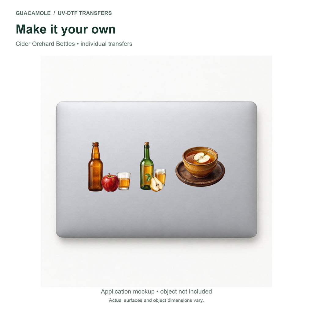 Cider Orchard Bottles — Three designs on a laptop
