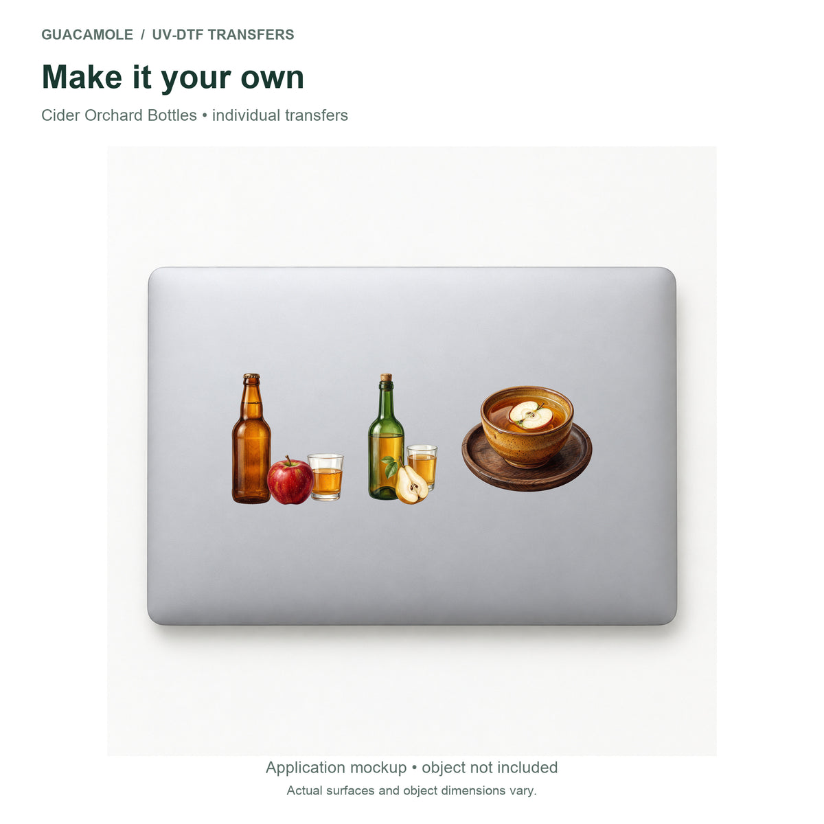 Cider Orchard Bottles — Three designs on a laptop