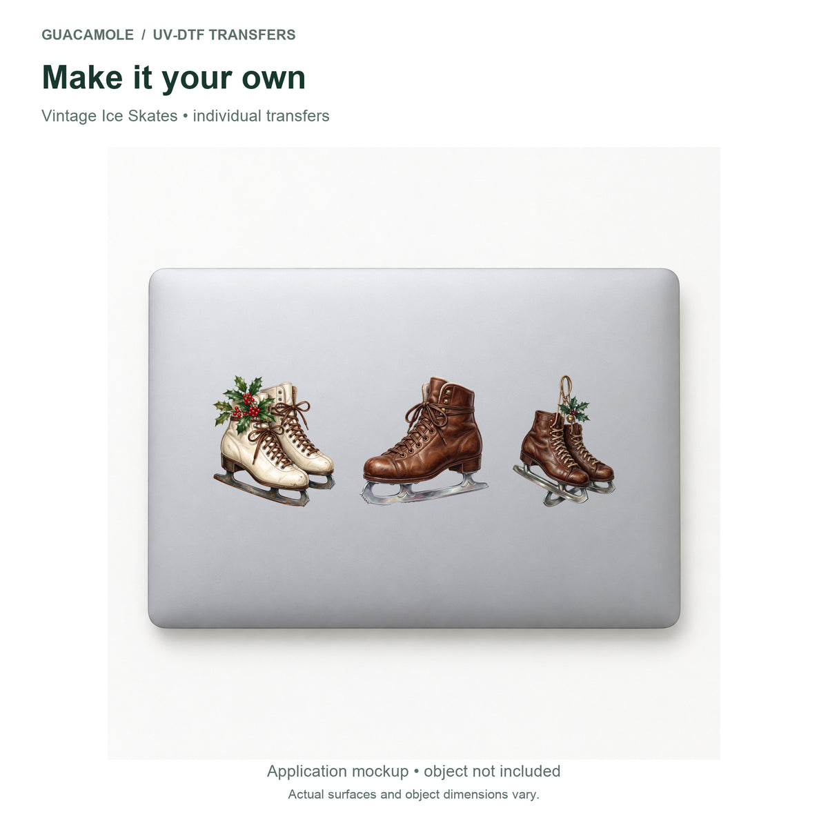 Vintage Ice Skates — Three designs on a laptop