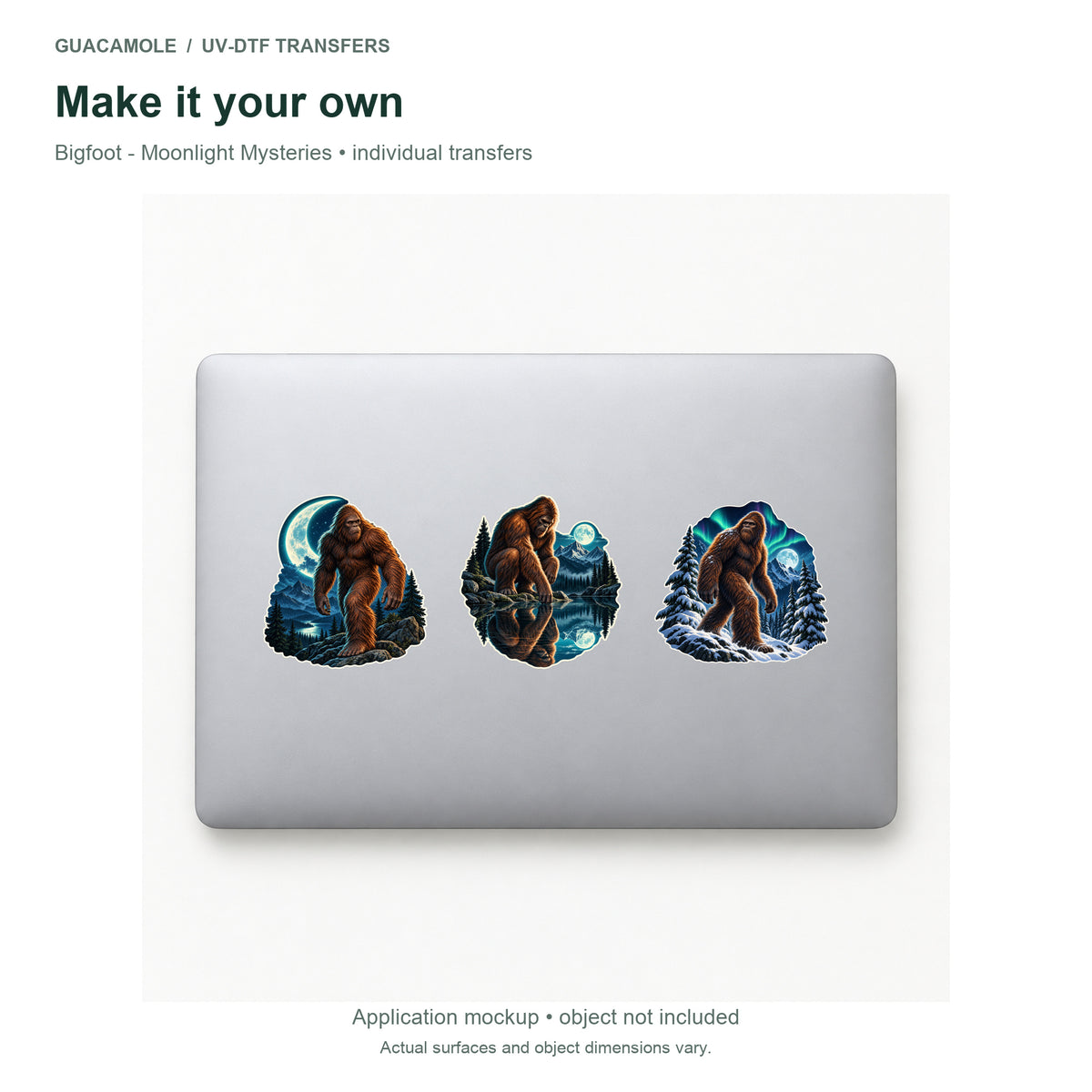 Bigfoot - Moonlight Mysteries — Three designs on a laptop
