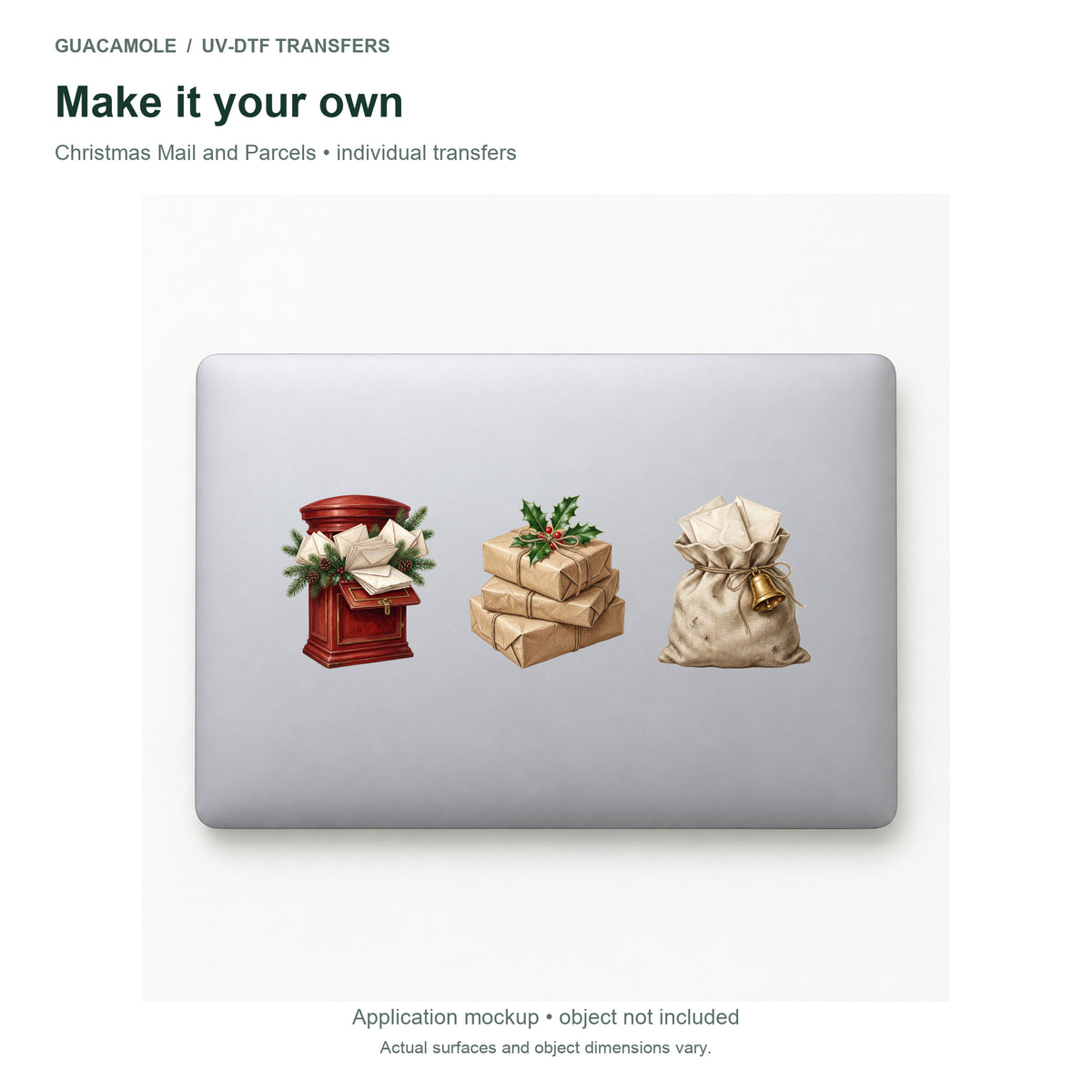 Christmas Mail and Parcels — Three designs on a laptop