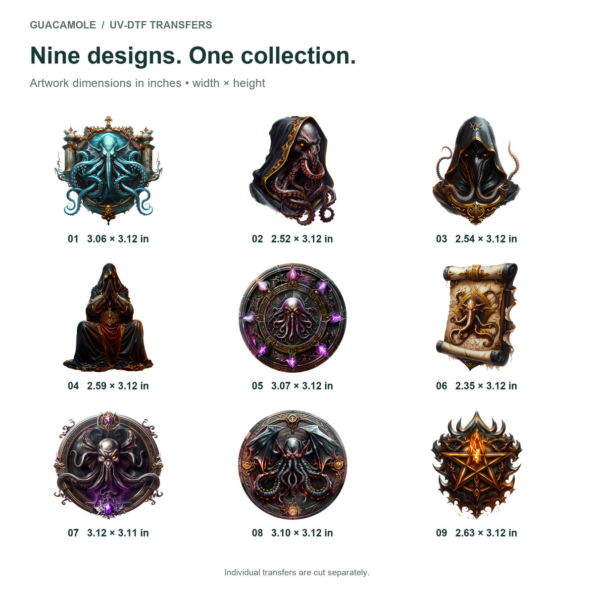 Occult Relics — Nine designs and sizes