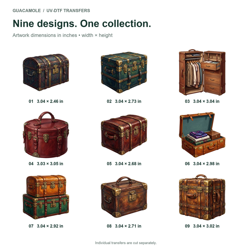 Old Travel Trunks — Nine designs and sizes