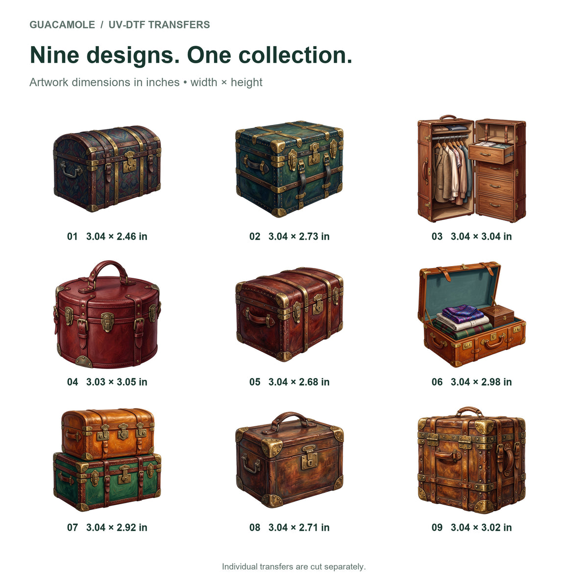 Old Travel Trunks — Nine designs and sizes