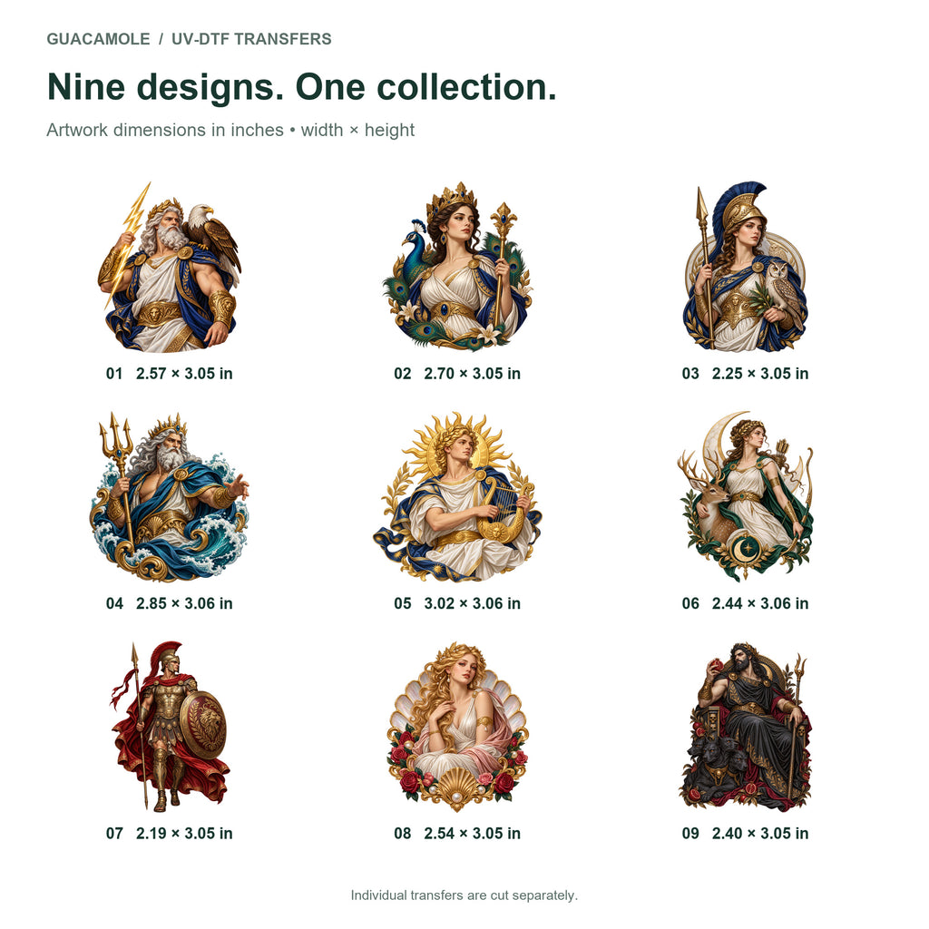 Greek Mythos - Gods of Olympus — Nine designs and sizes