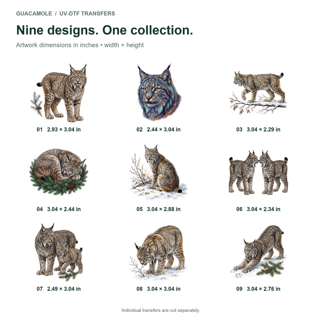 Lynx Snow Tracks — Nine designs and sizes