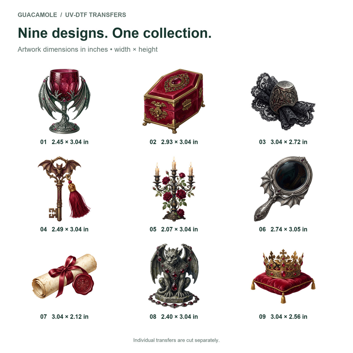 Vampire Castle Treasures — Nine designs and sizes