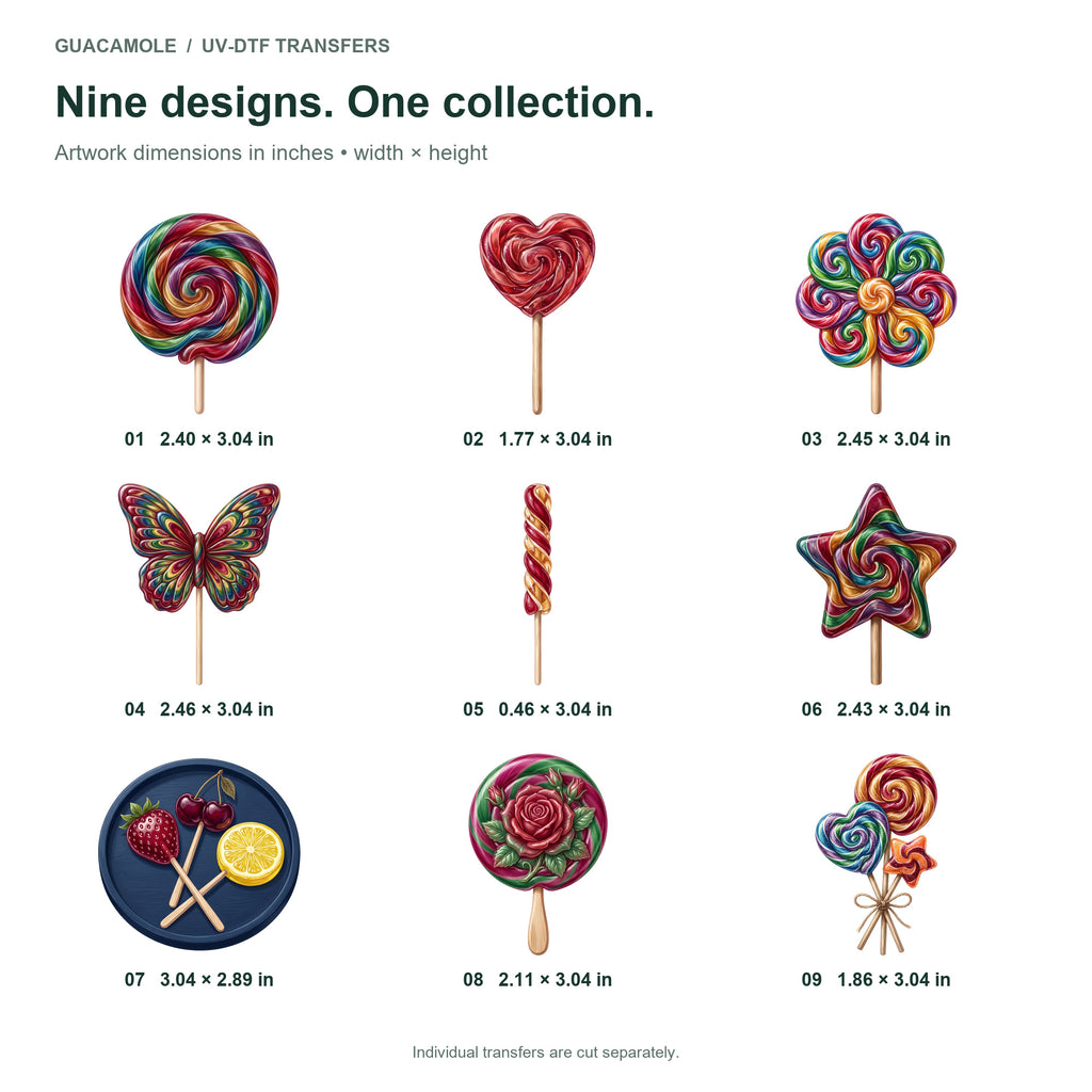 Lollipop Swirl Collection — Nine designs and sizes