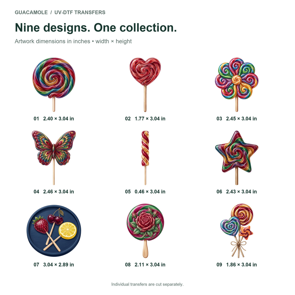 Lollipop Swirl Collection — Nine designs and sizes