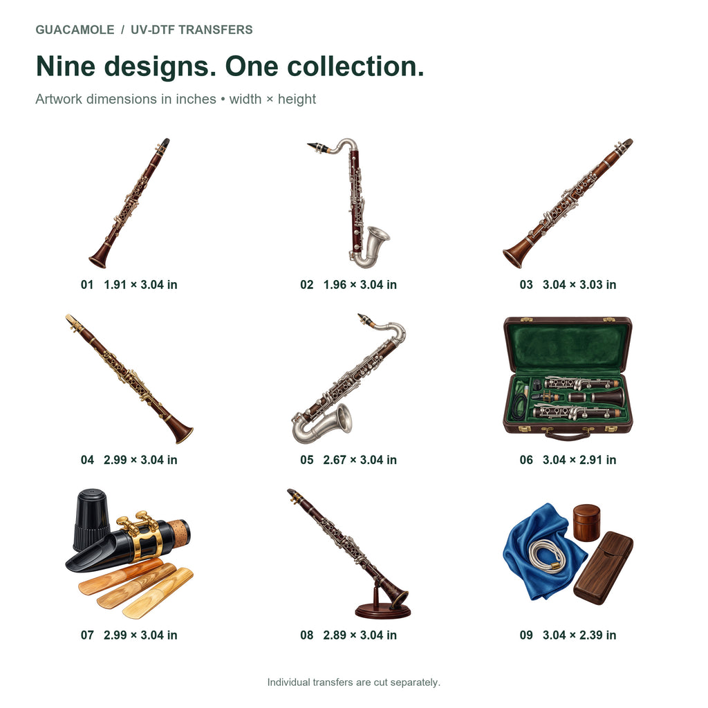 Clarinet Woodwind Club — Nine designs and sizes