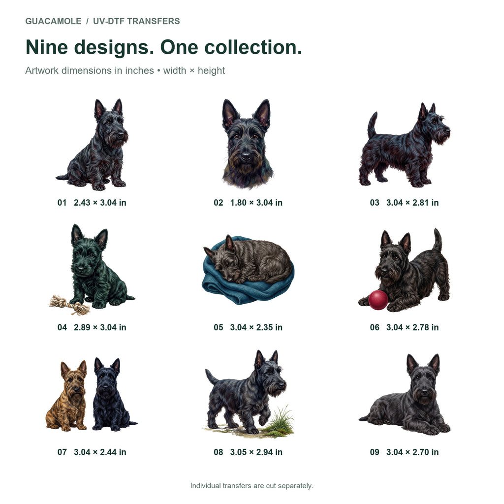 Scottish Terriers — Nine designs and sizes