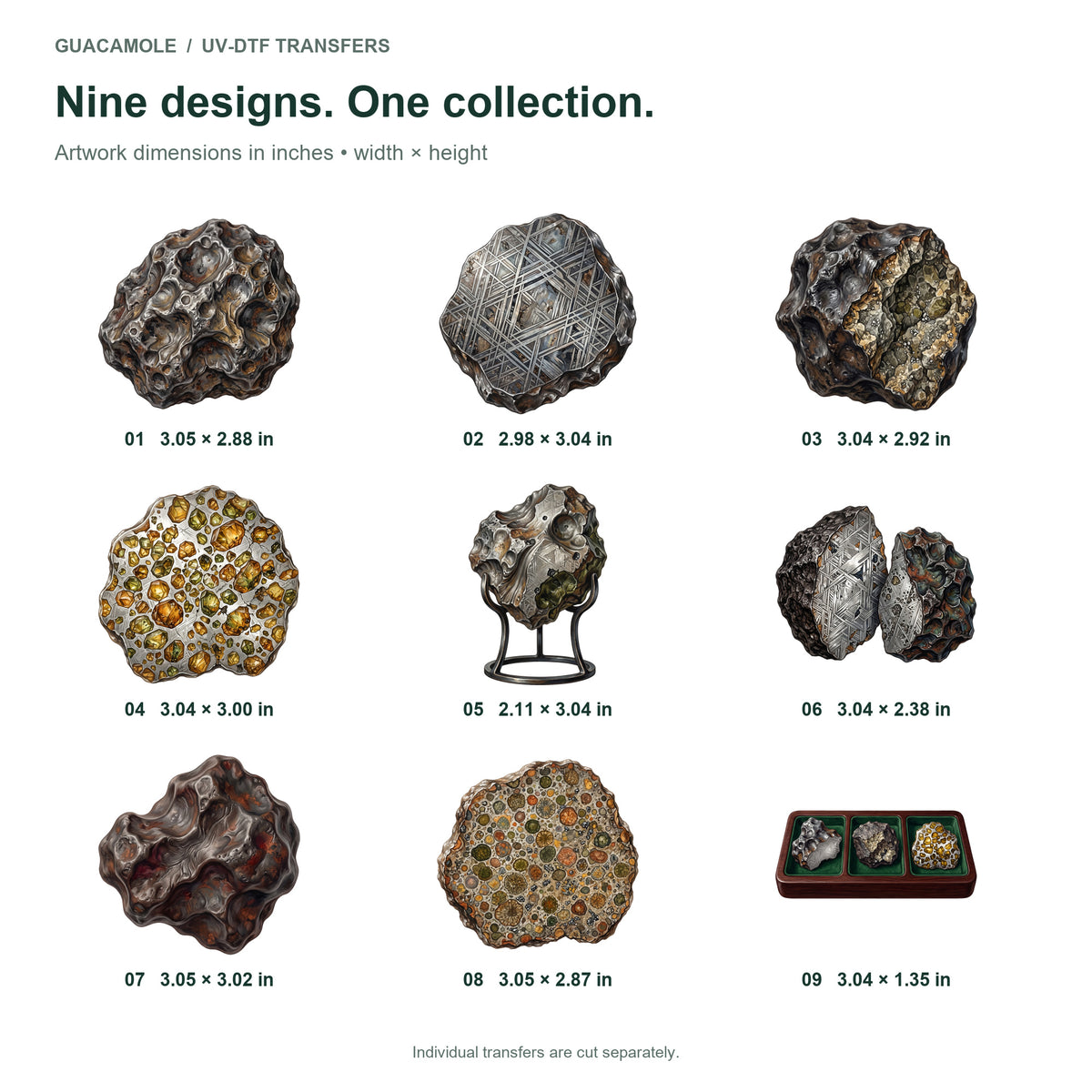 Meteorite Specimen Cabinet — Nine designs and sizes