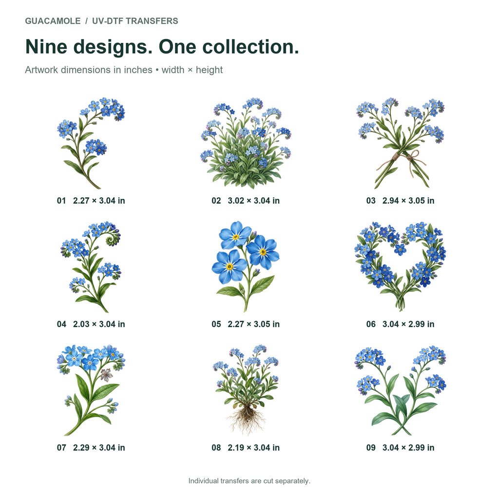 Forget Me Nots — Nine designs and sizes