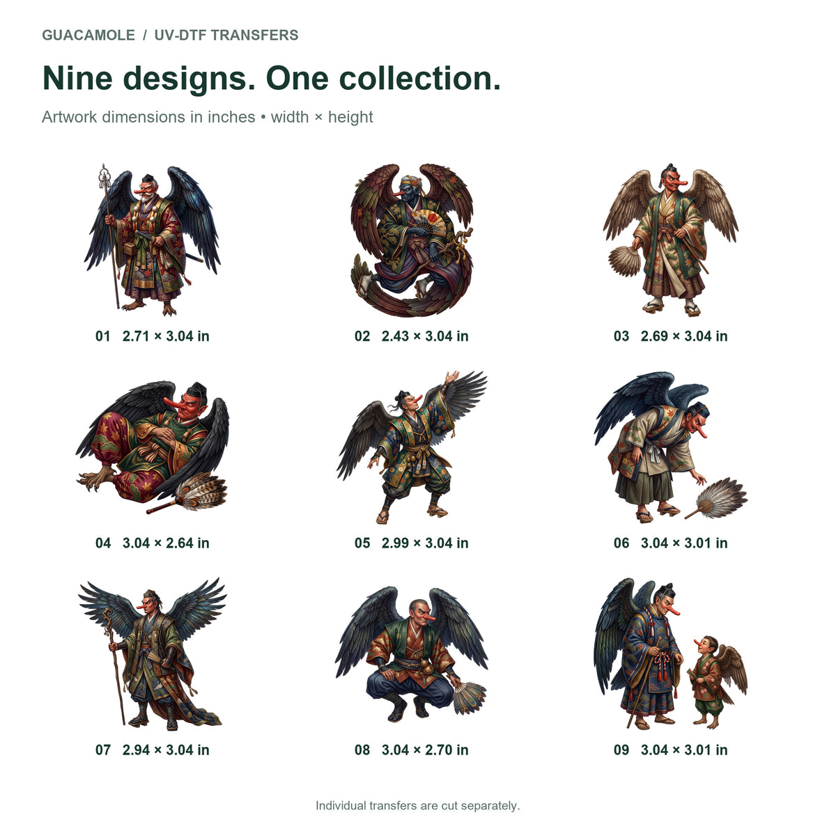 Tengu Mountain Guardians — Nine designs and sizes