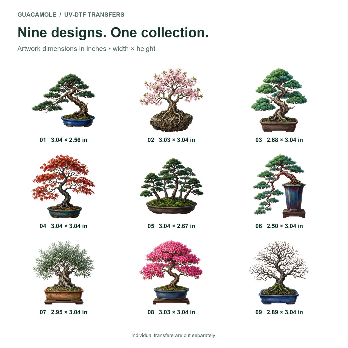 Bonsai Trees — Nine designs and sizes