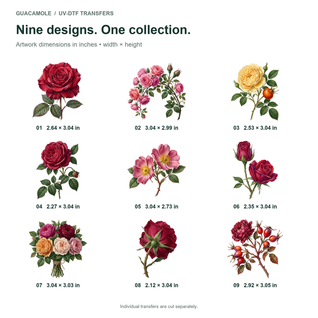 Garden Roses — Nine designs and sizes
