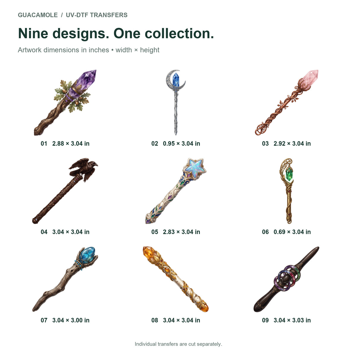 Crystal Magic Wands — Nine designs and sizes