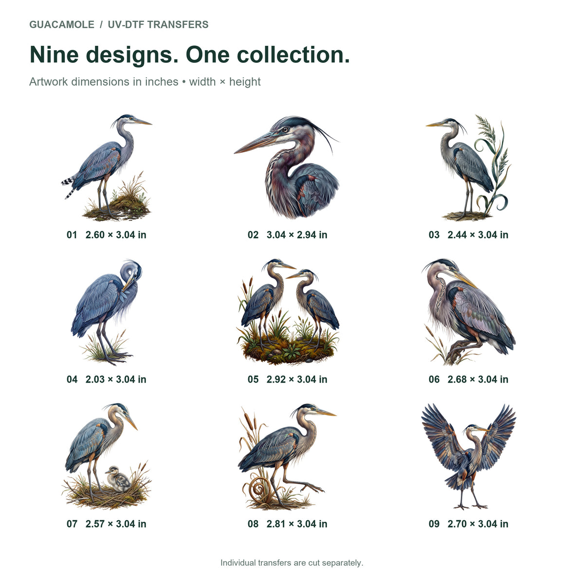 Heron Marsh Watch — Nine designs and sizes