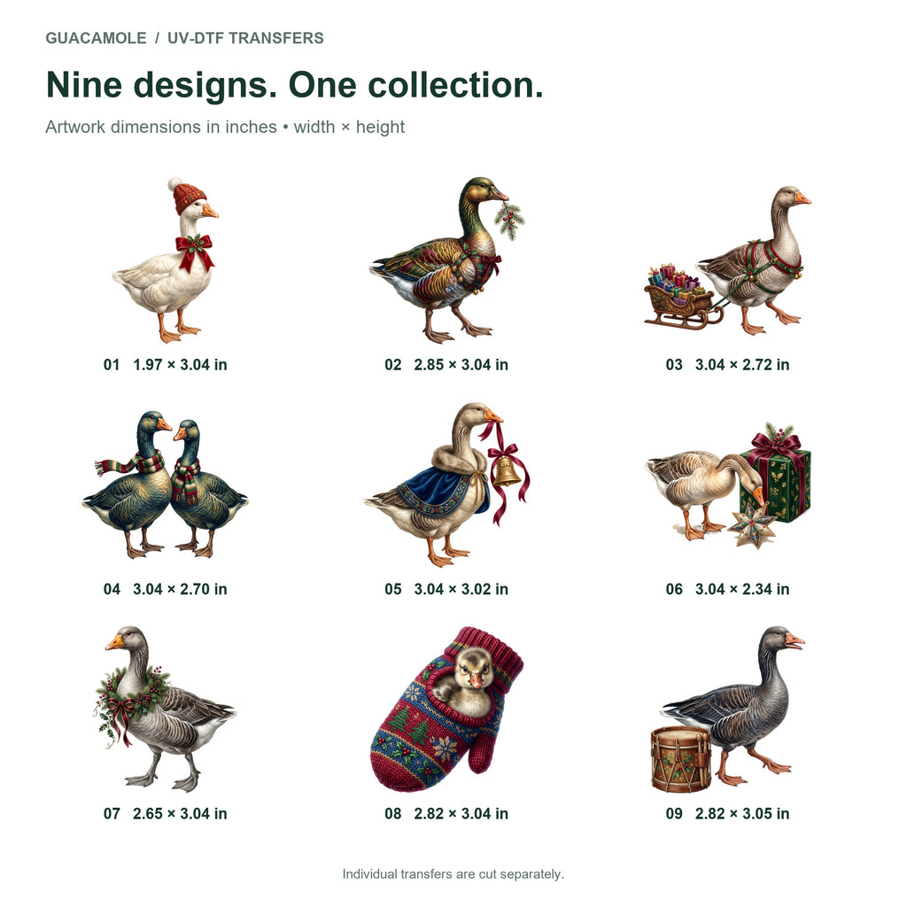 Christmas Goose Parade — Nine designs and sizes