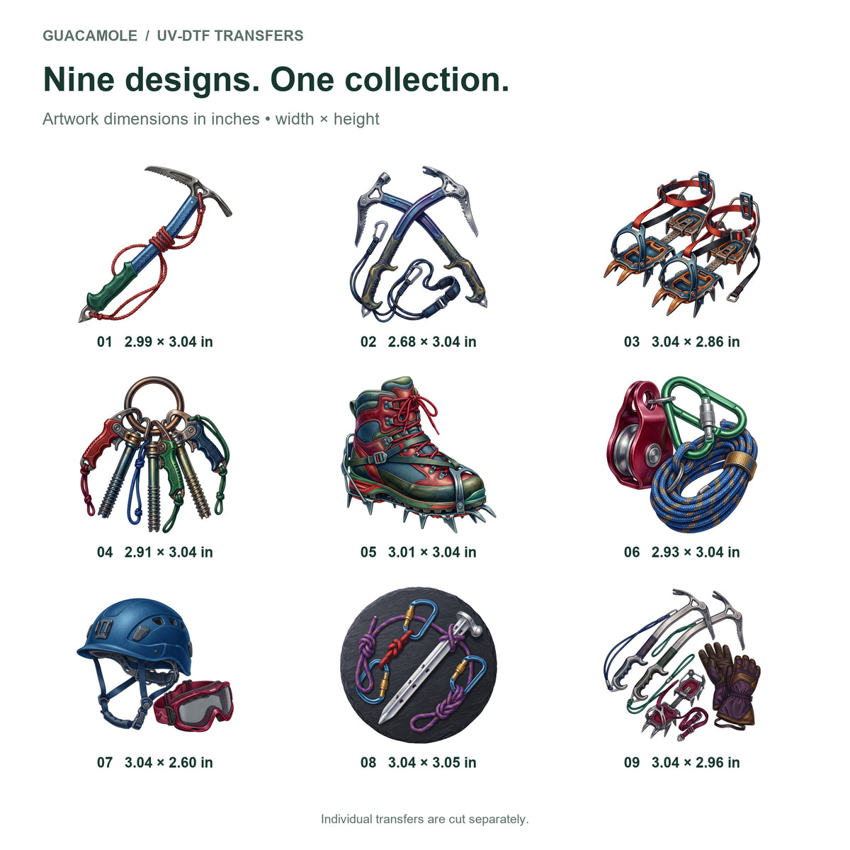 Mountaineering Ice Tools — Nine designs and sizes