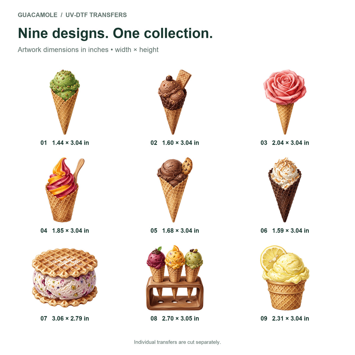 Gelato Cone Collection — Nine designs and sizes