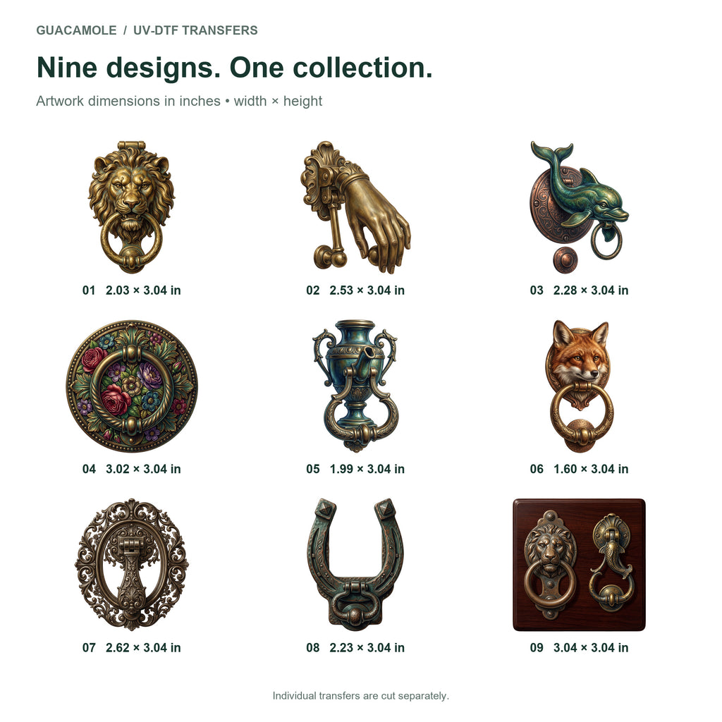 Vintage Door Knockers — Nine designs and sizes