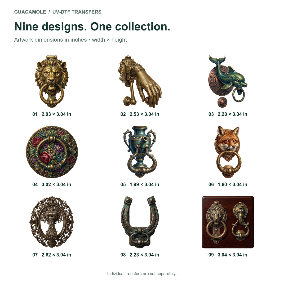 Vintage Door Knockers — Nine designs and sizes