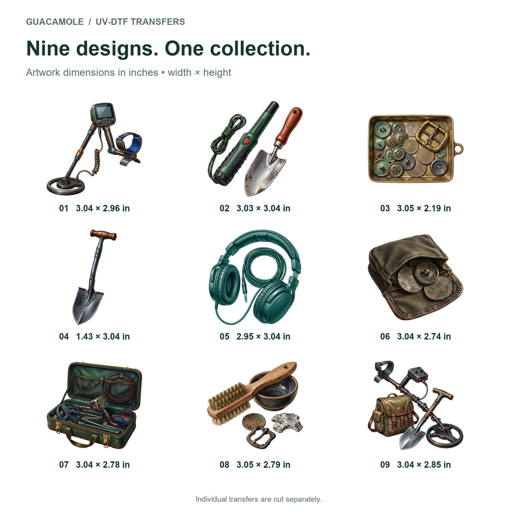 Metal Detecting Finds — Nine designs and sizes