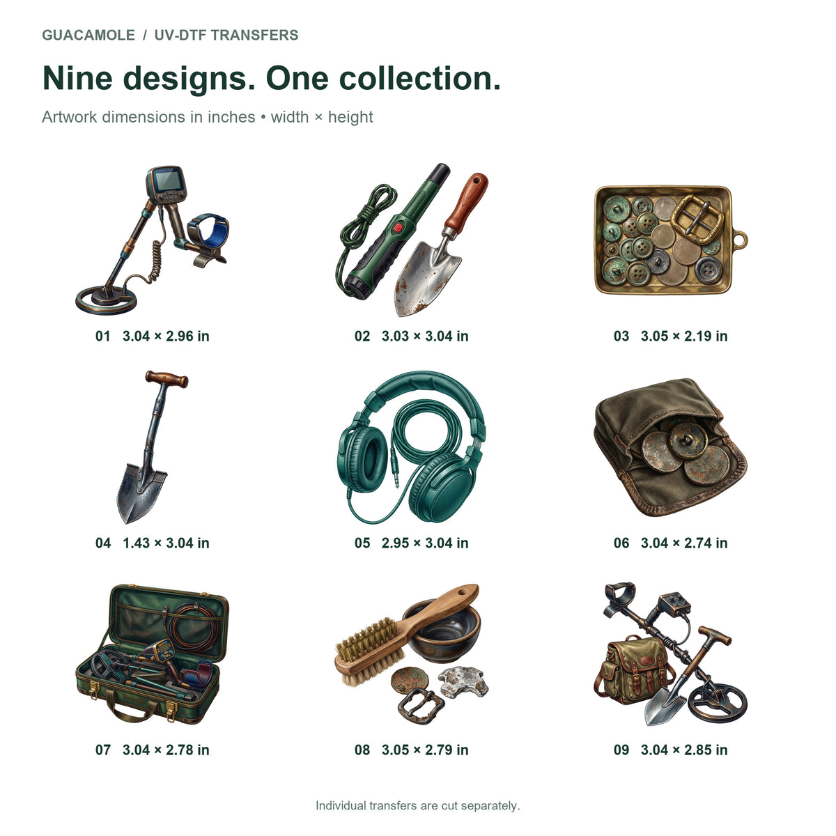 Metal Detecting Finds — Nine designs and sizes