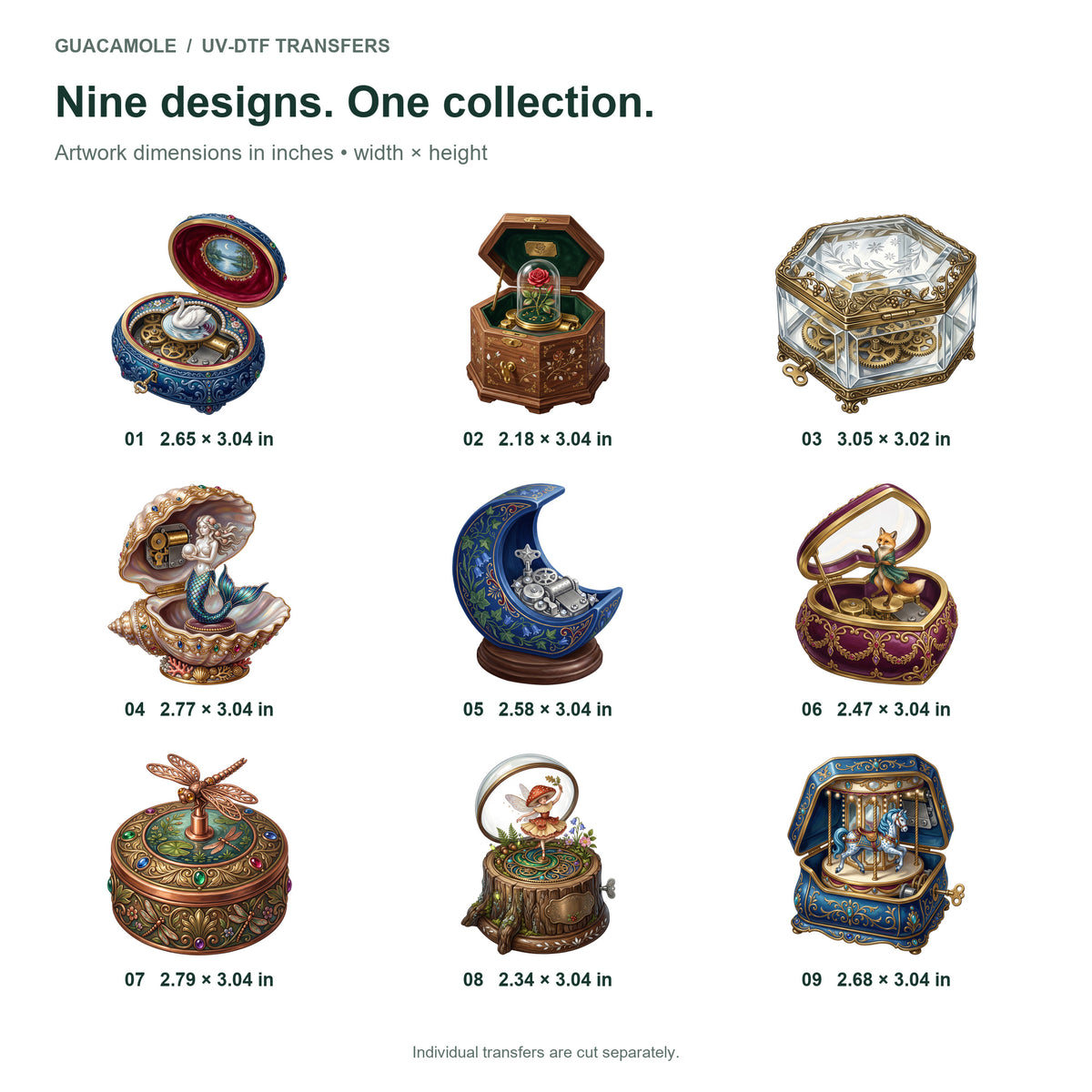 Enchanted Music Boxes — Nine designs and sizes
