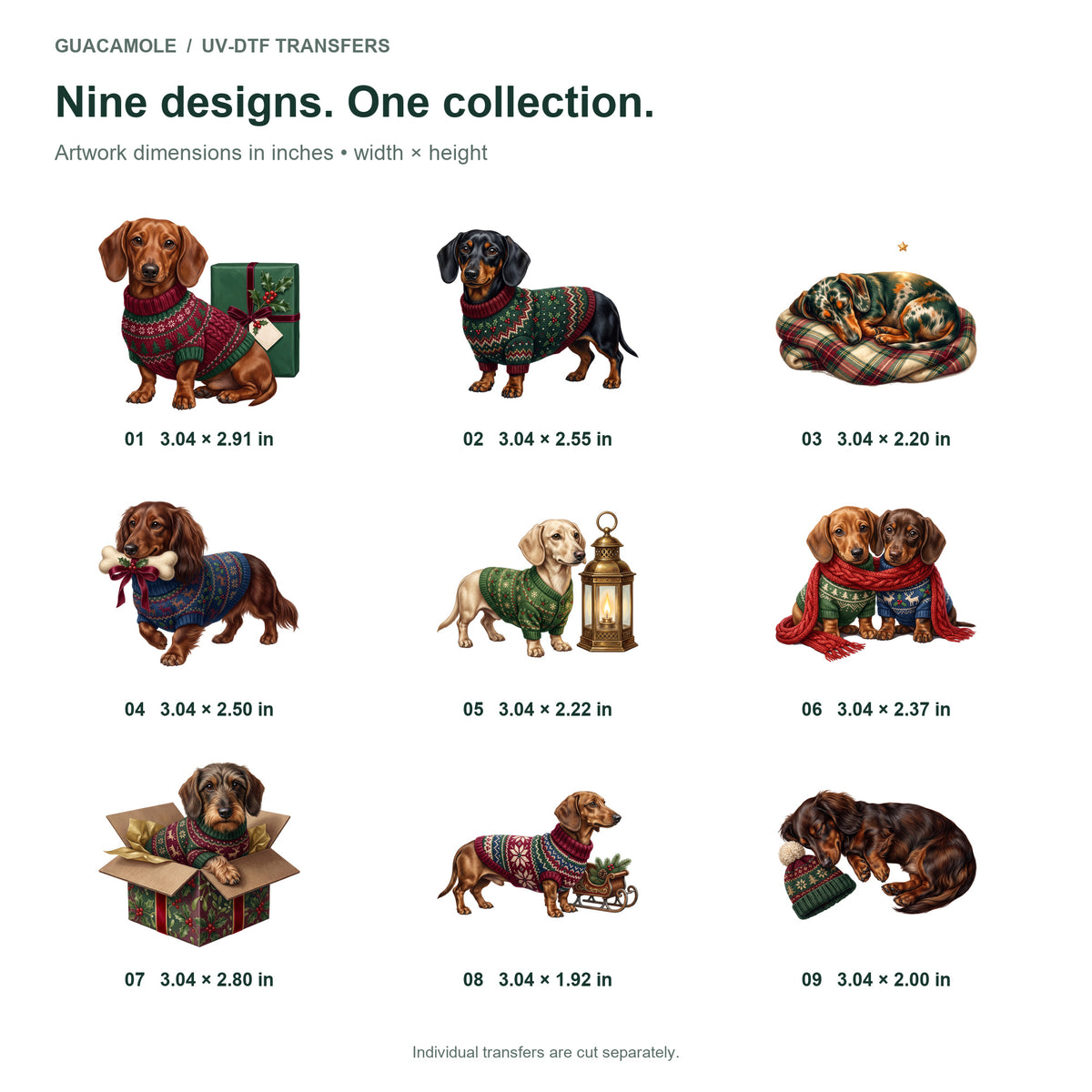 Christmas Dachshund Sweaters — Nine designs and sizes