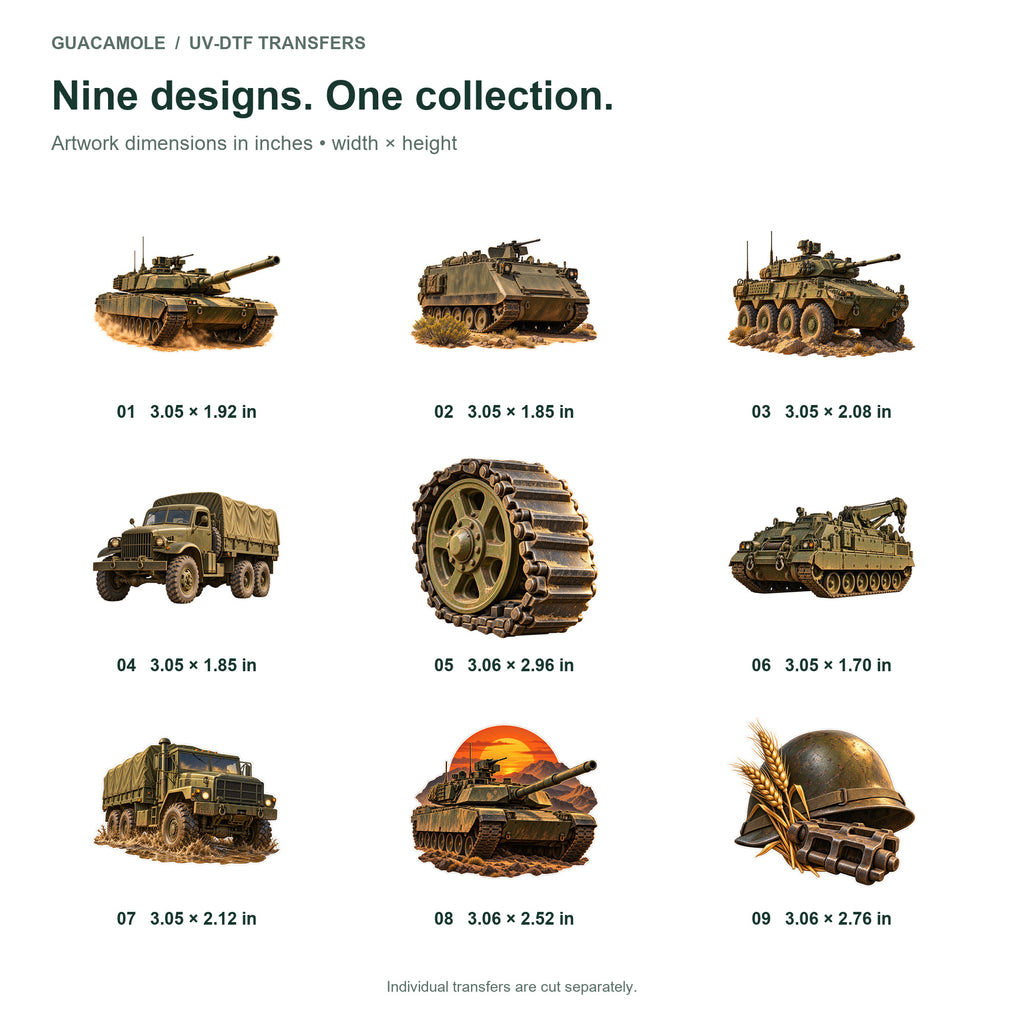 Armored Frontiers - Steel and Dust — Nine designs and sizes