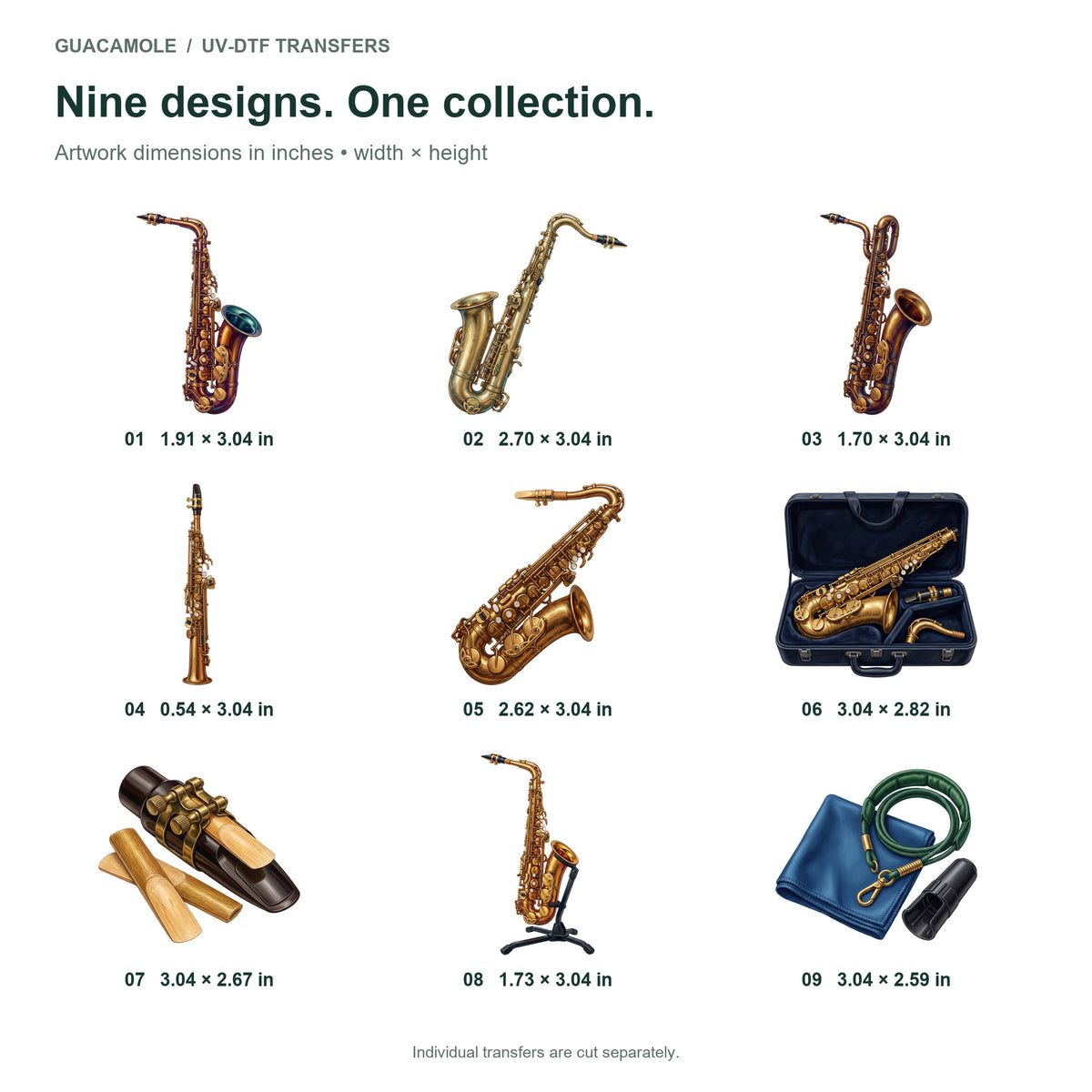 Saxophone Night Session — Nine designs and sizes
