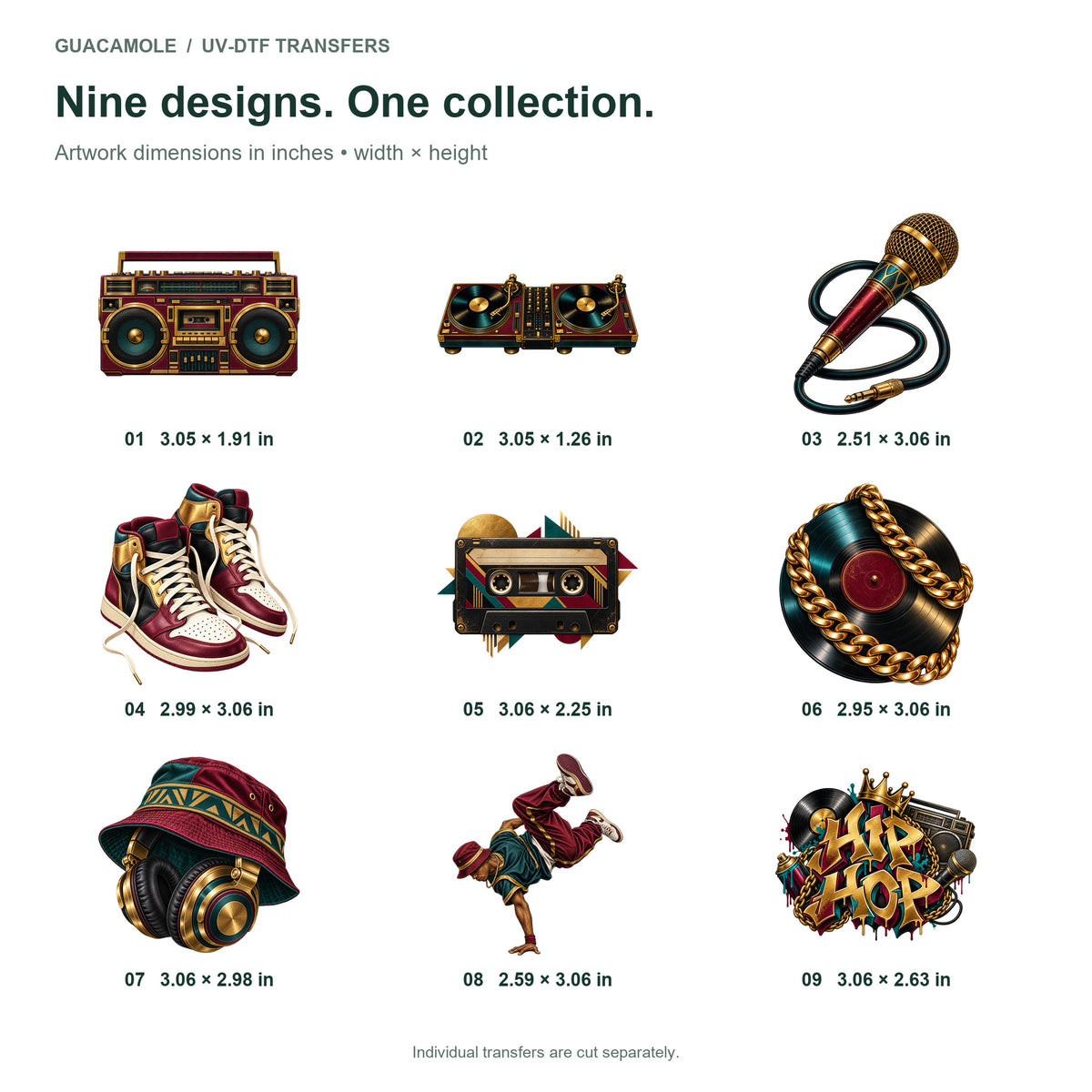 Hip Hop - Golden Era — Nine designs and sizes