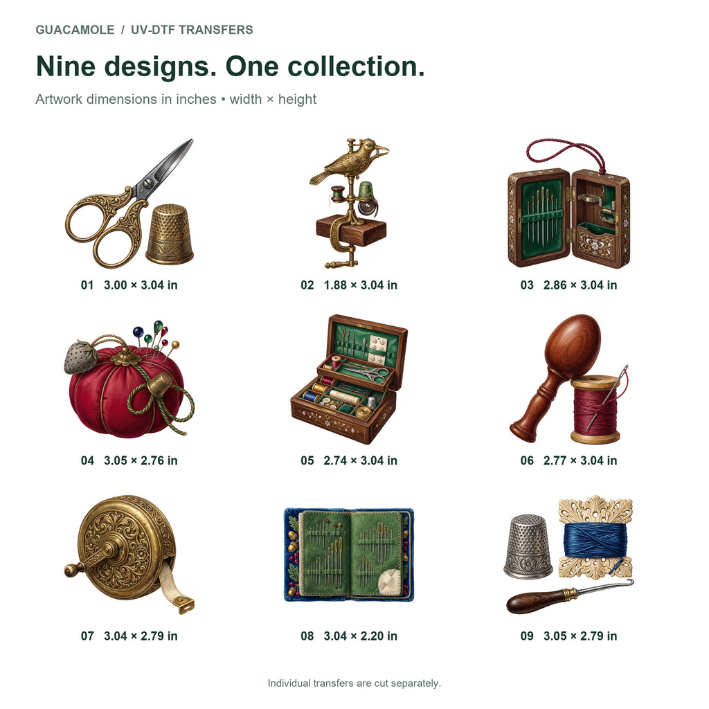 Antique Sewing Notions — Nine designs and sizes