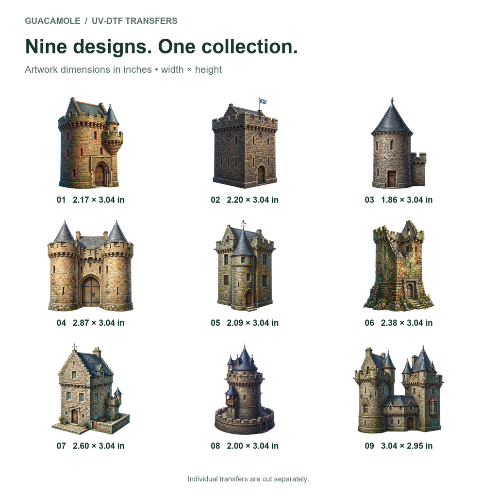 Scottish Castle Towers — Nine designs and sizes