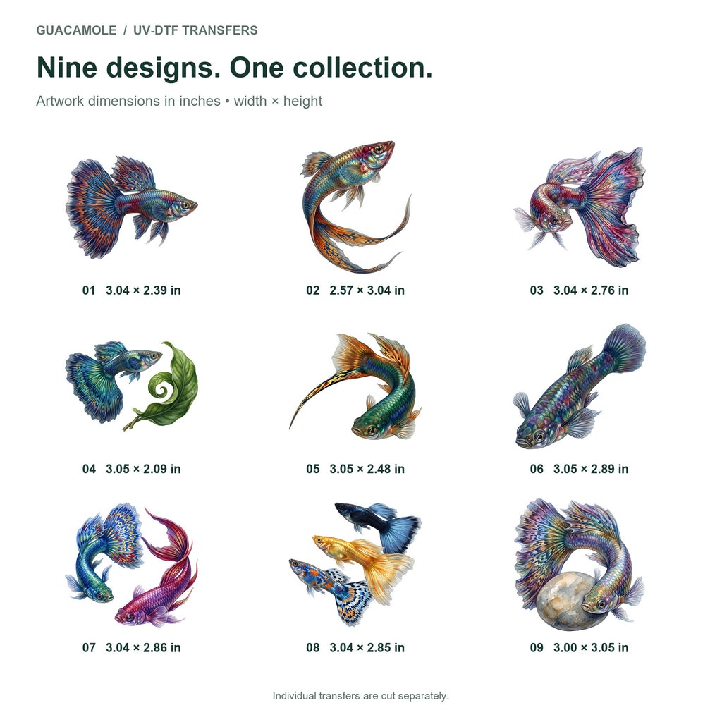 Guppy Fancy Tails — Nine designs and sizes
