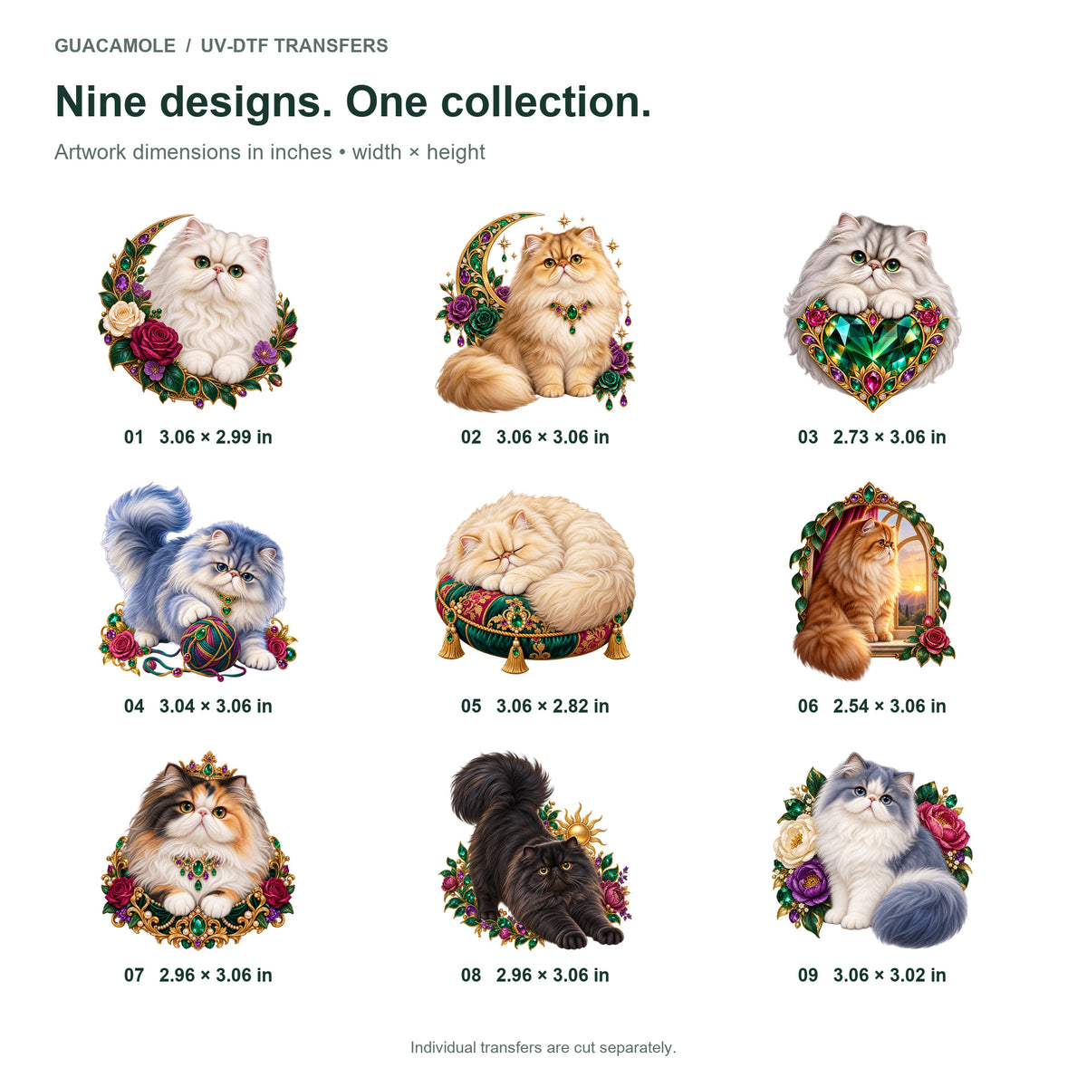 Persian — Nine designs and sizes