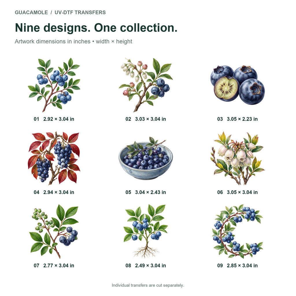 Blueberry Branches — Nine designs and sizes