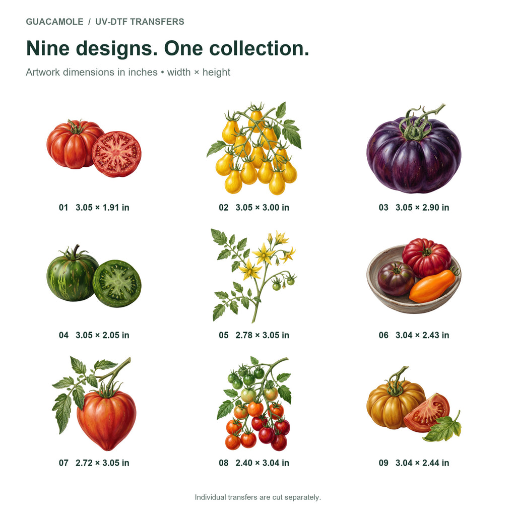 Heirloom Tomatoes — Nine designs and sizes