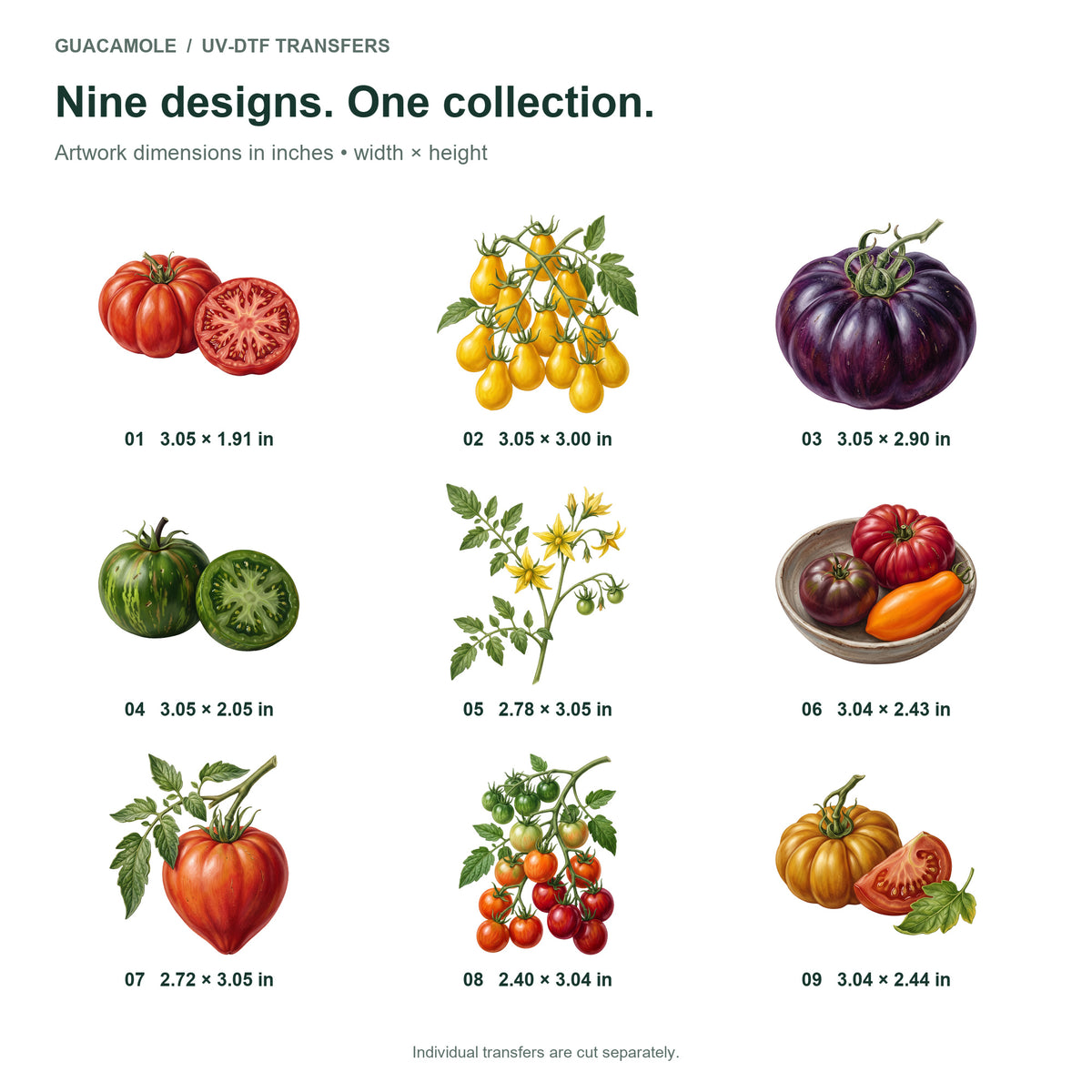 Heirloom Tomatoes — Nine designs and sizes