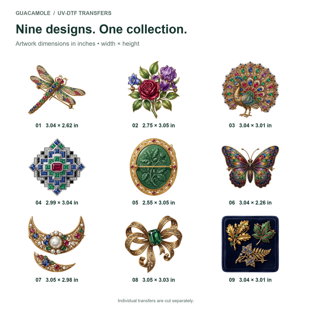 Vintage Brooch Collection — Nine designs and sizes