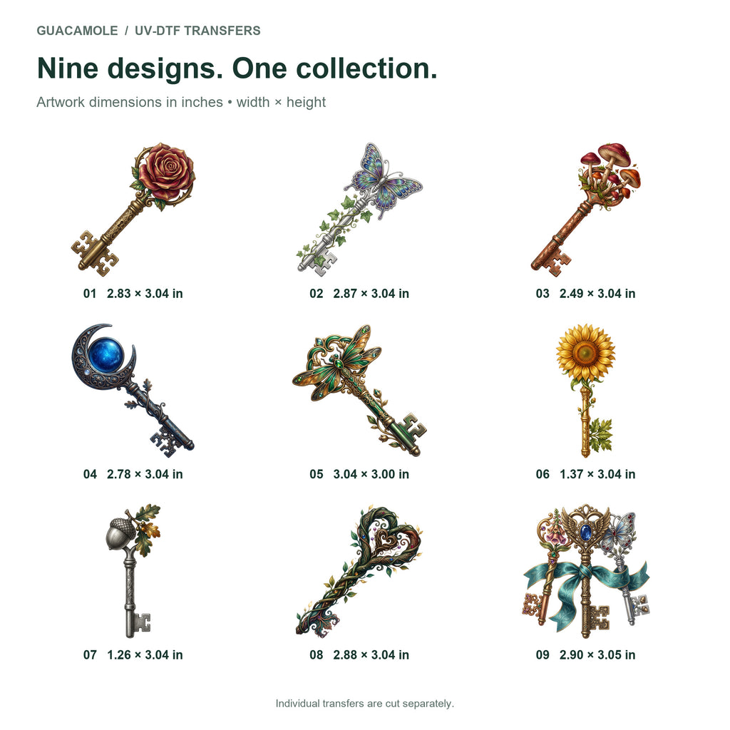 Magic Garden Keys — Nine designs and sizes