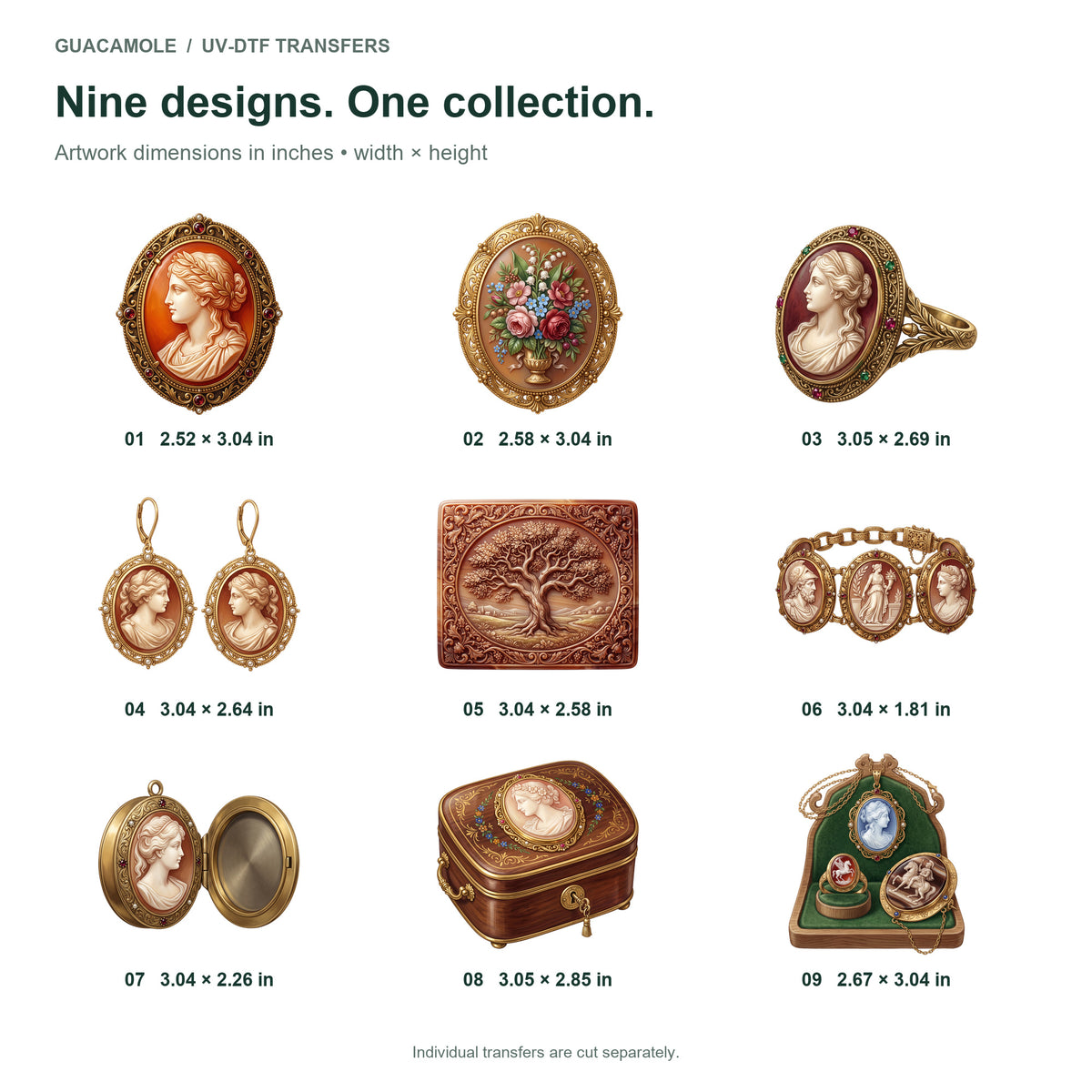Cameo Jewelry Cabinet — Nine designs and sizes