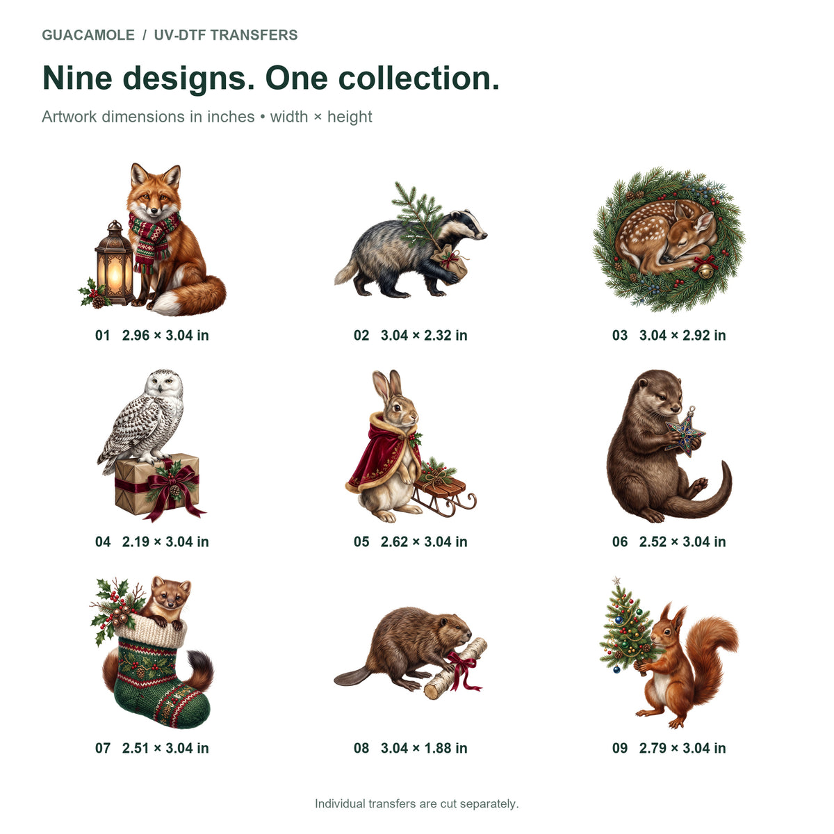 Woodland Animal Christmas — Nine designs and sizes